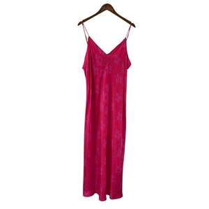 GAP Hot Pink Hawaiian Dress V Neck Maxi Spaghetti Strap XXL Vacation Resort NWT